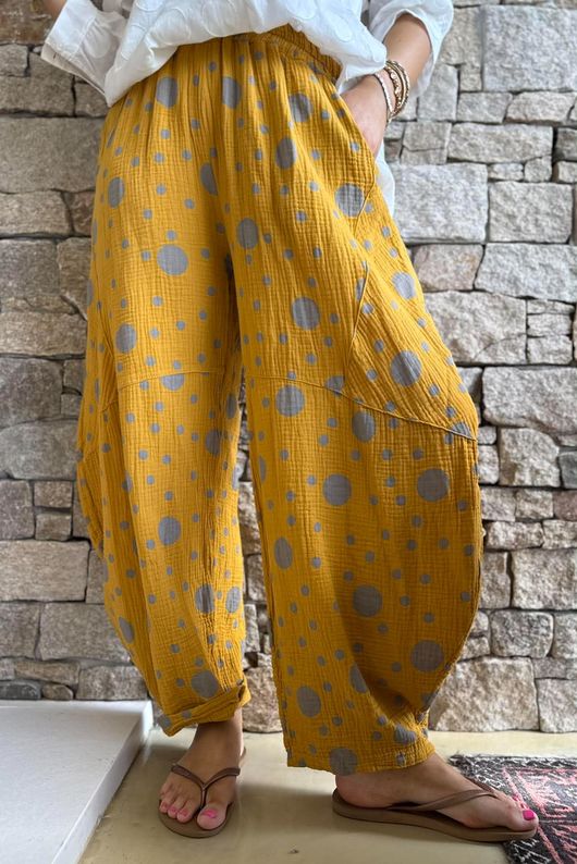 Hush Pillow Cotton Spot On Classic Barrel Pant Mustard